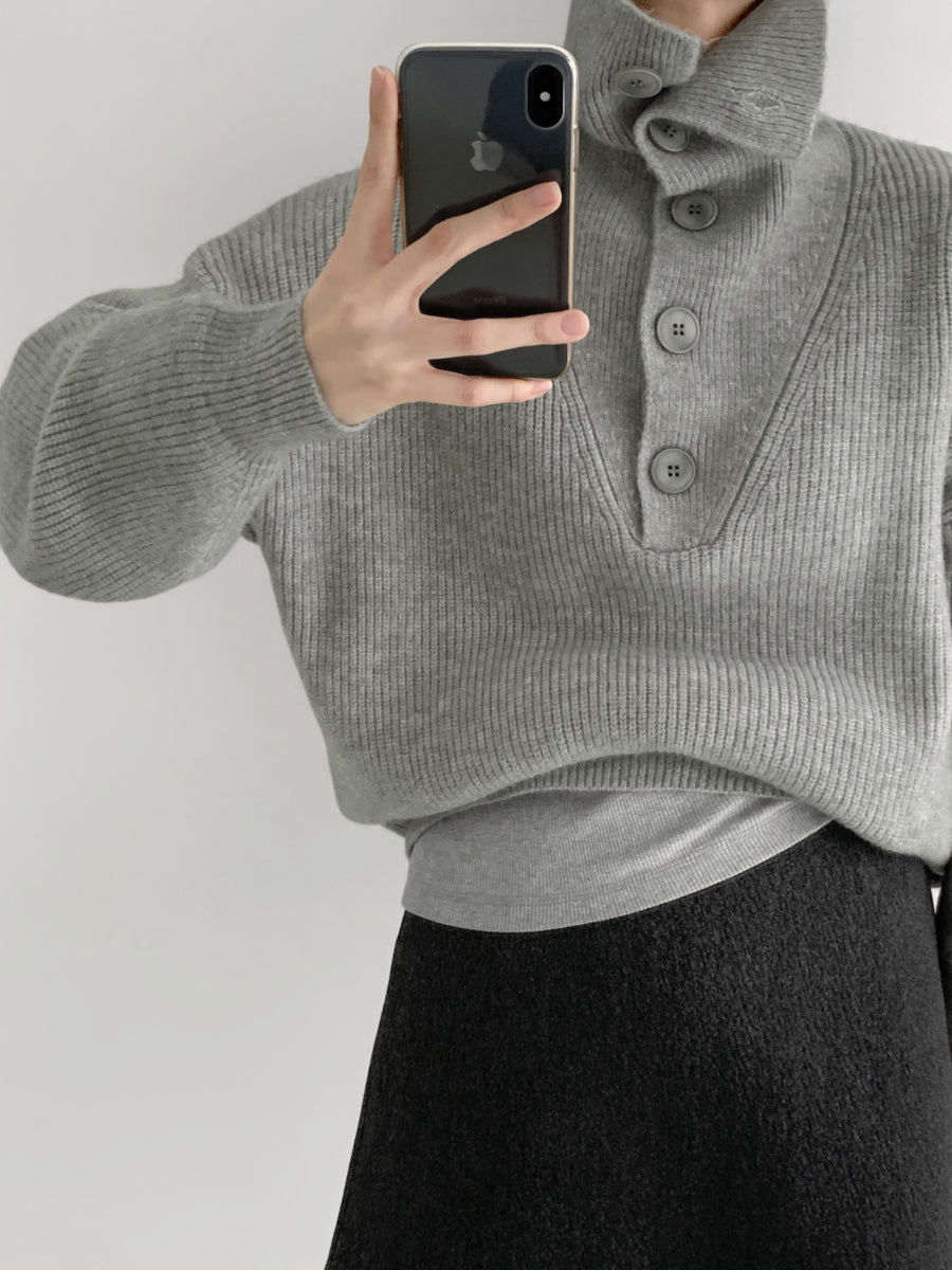 Two-Way Collar Soft Knit