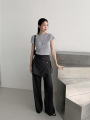 Pleated Lettuce-Edge Blouse