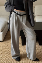 Belt Pleated Sweatpants