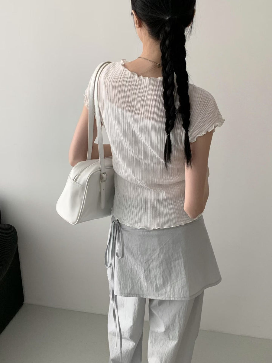 Pleated Lettuce-Edge Blouse