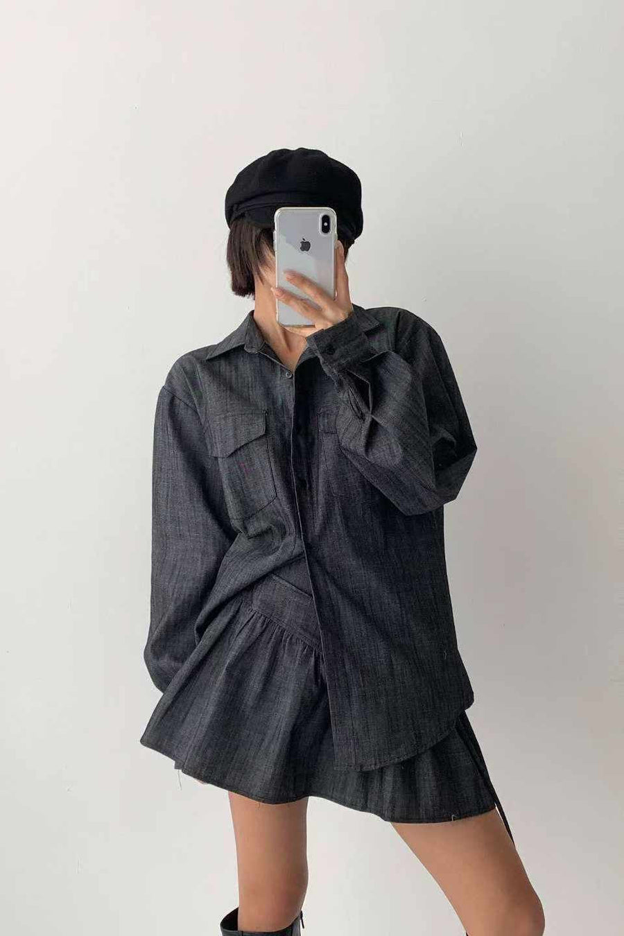 Denim Puff Shirt