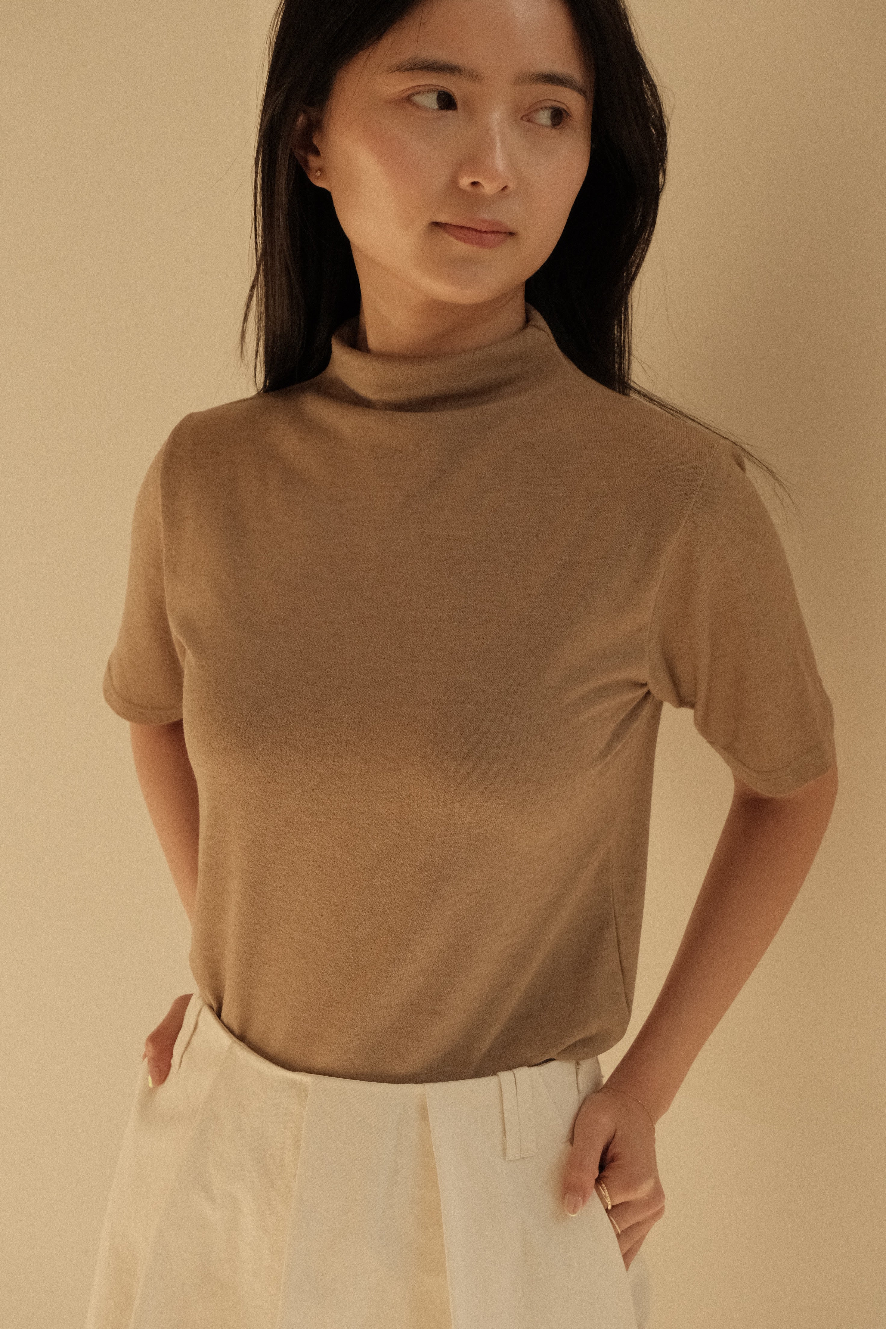 Wool Half Turtleneck Top