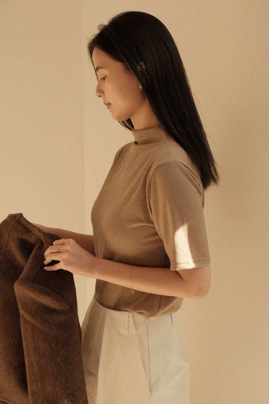 Wool Half Turtleneck Top