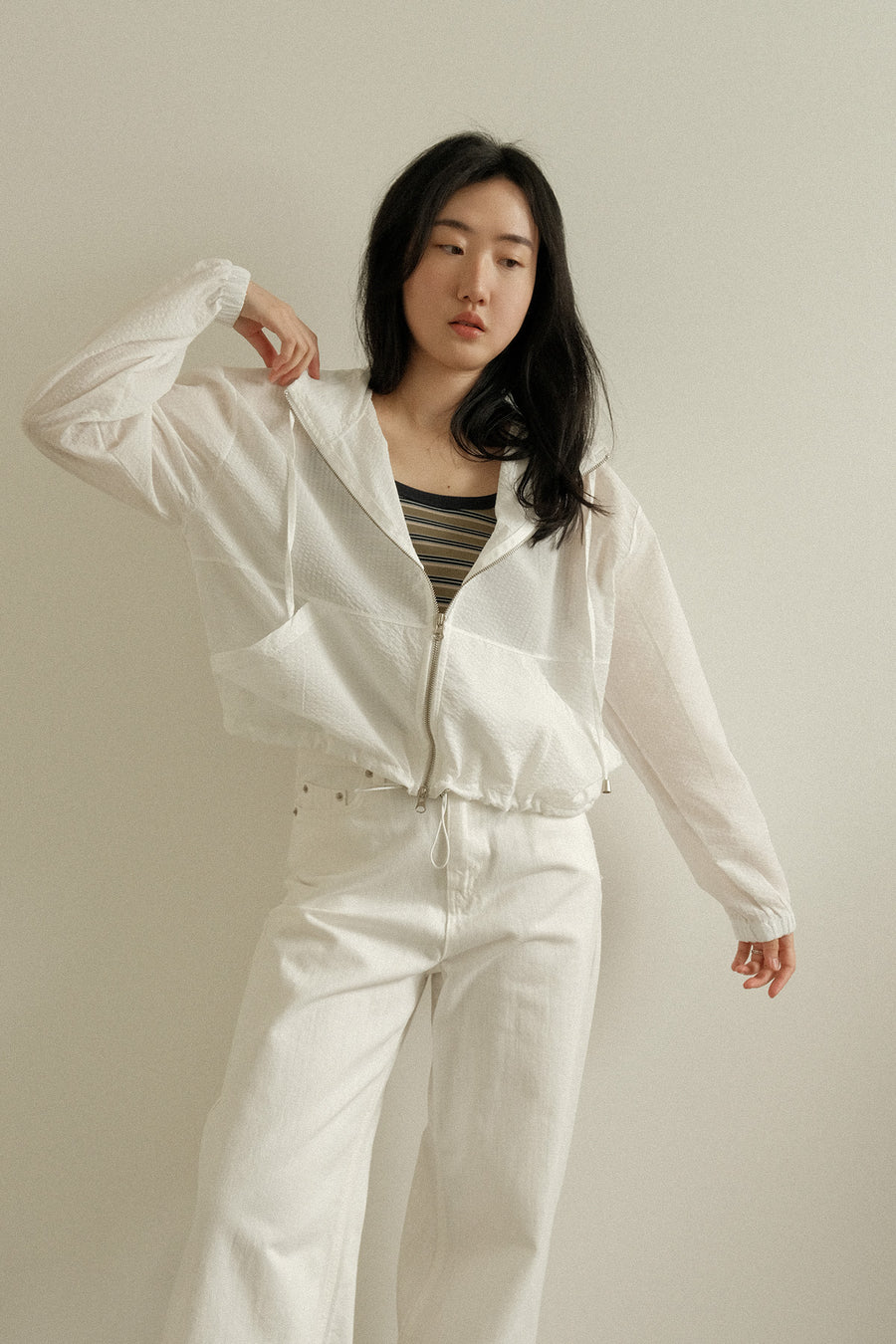 Striped Seersucker Windbreaker