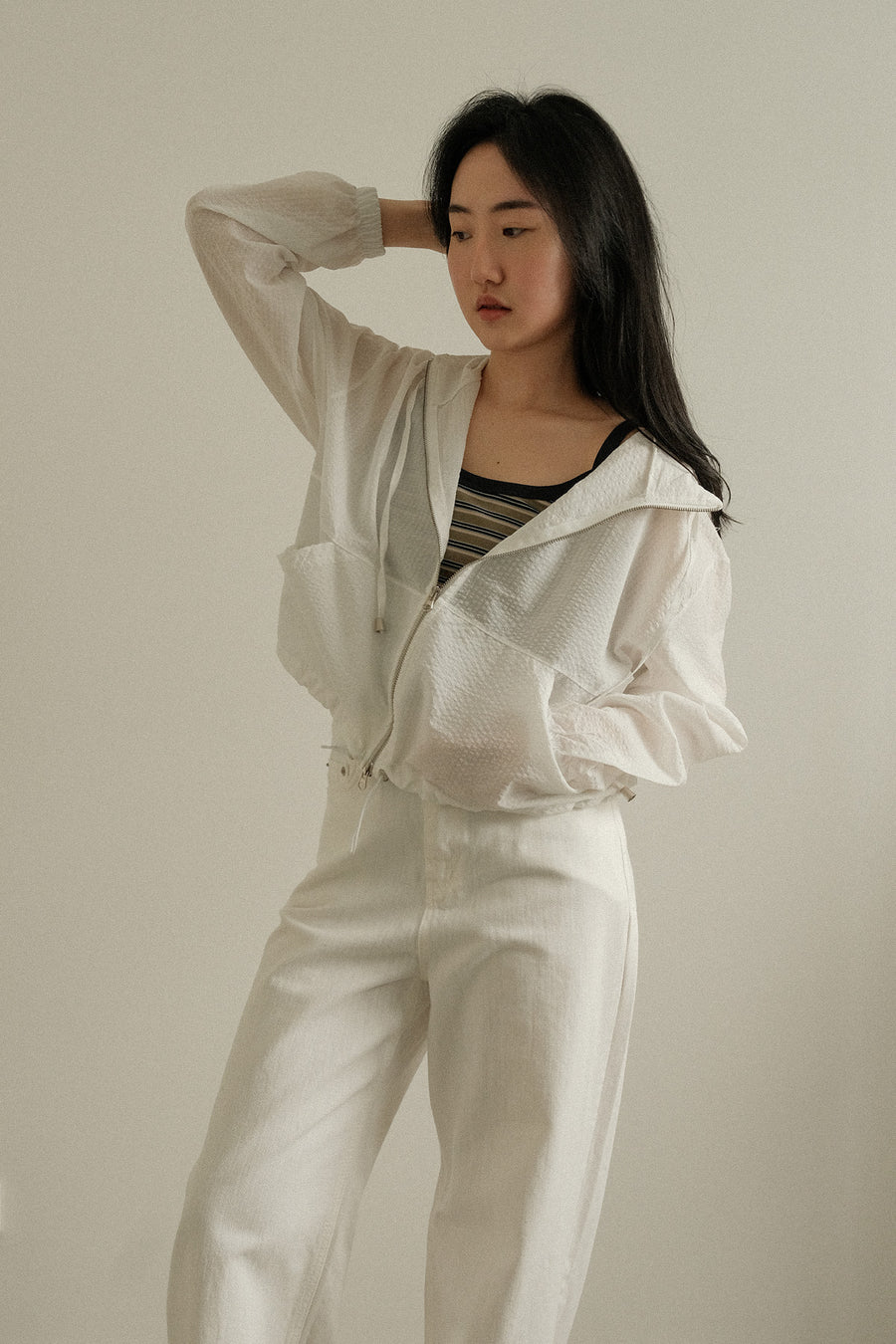 Striped Seersucker Windbreaker