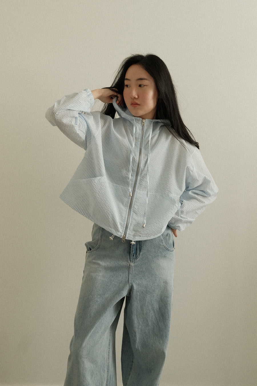 Striped Seersucker Windbreaker