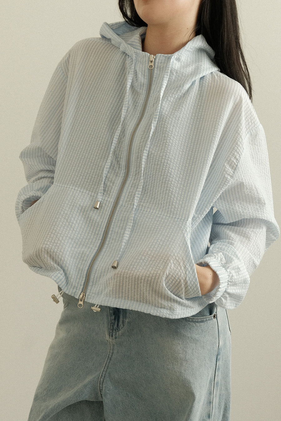 Striped Seersucker Windbreaker