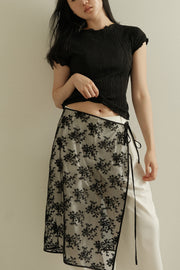 Pleated Lettuce-Edge Blouse