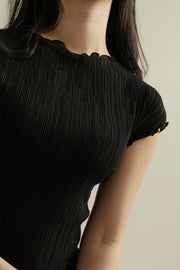 Pleated Lettuce-Edge Blouse