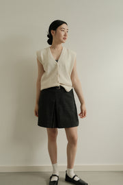 Belted Wool Split Skirt