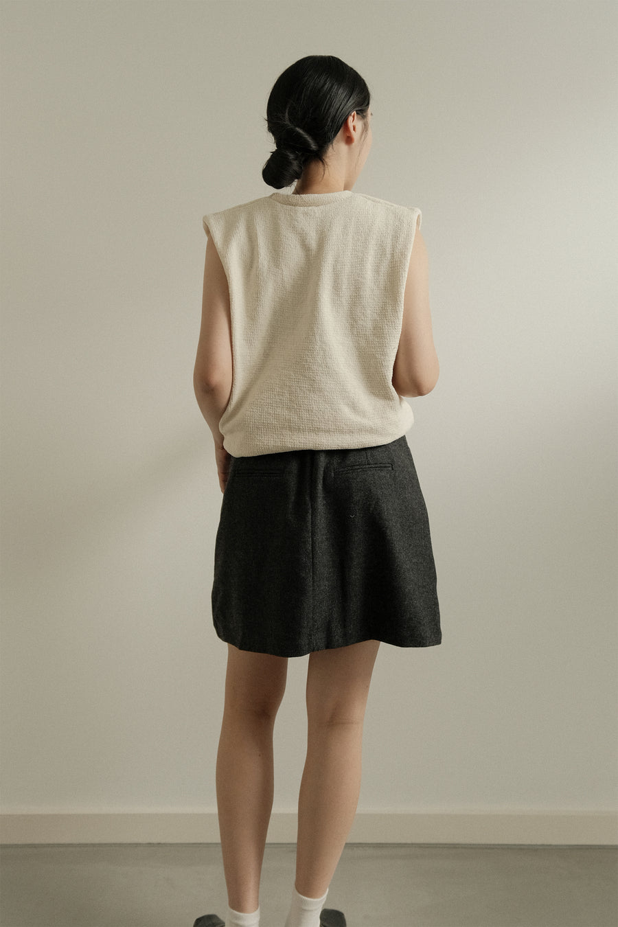 Belted Wool Split Skirt