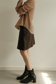 Belted Wool Split Skirt