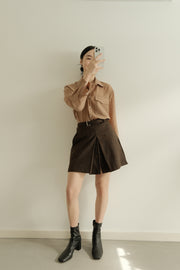 Belted Wool Split Skirt
