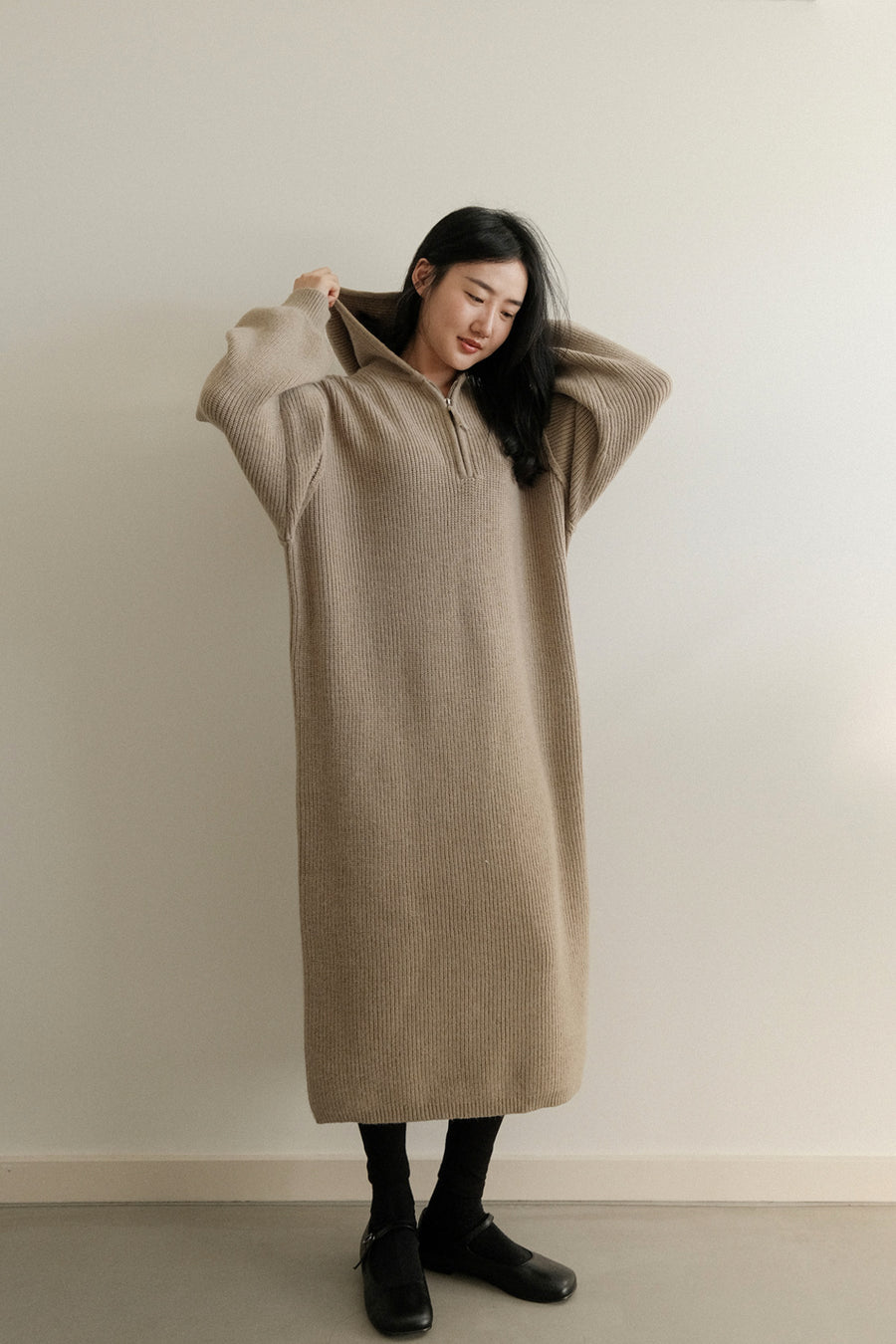 Hood Cozy Knit Dress (PREORDER)