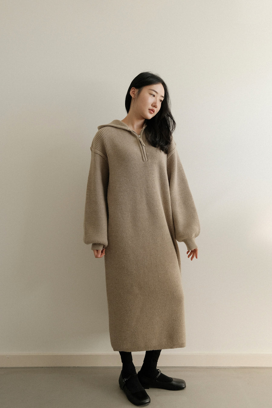 Hood Cozy Knit Dress (PREORDER)