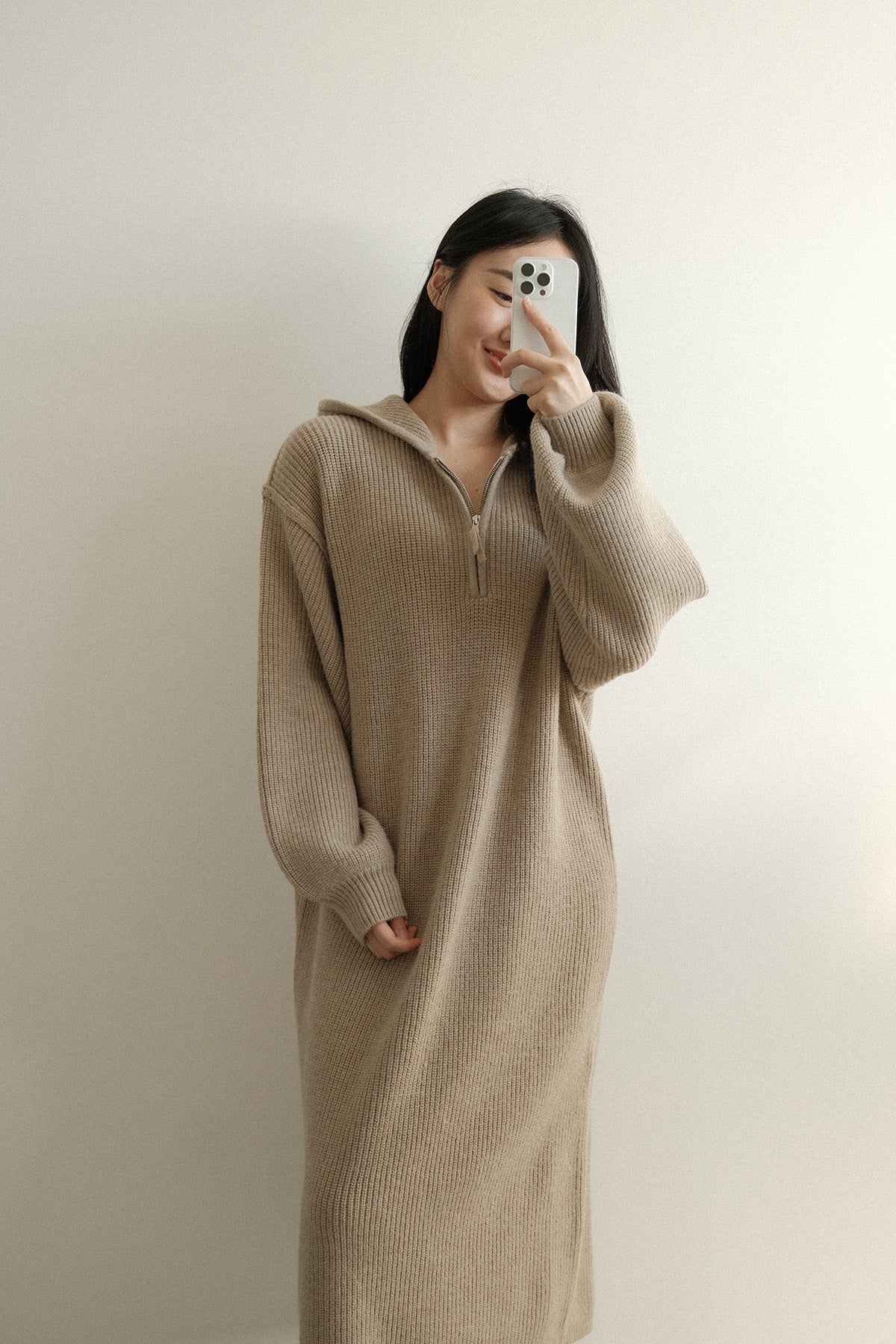 Hood Cozy Knit Dress (PREORDER)