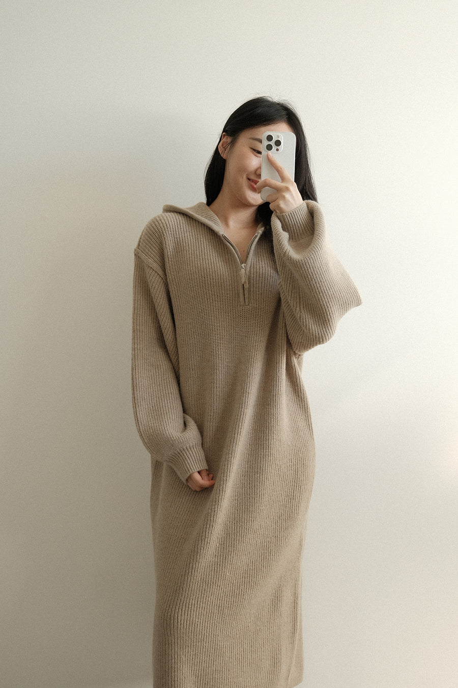 Hood Cozy Knit Dress (PREORDER)
