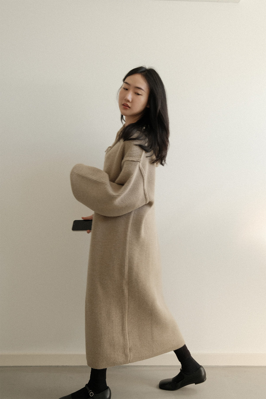 Hood Cozy Knit Dress (PREORDER)