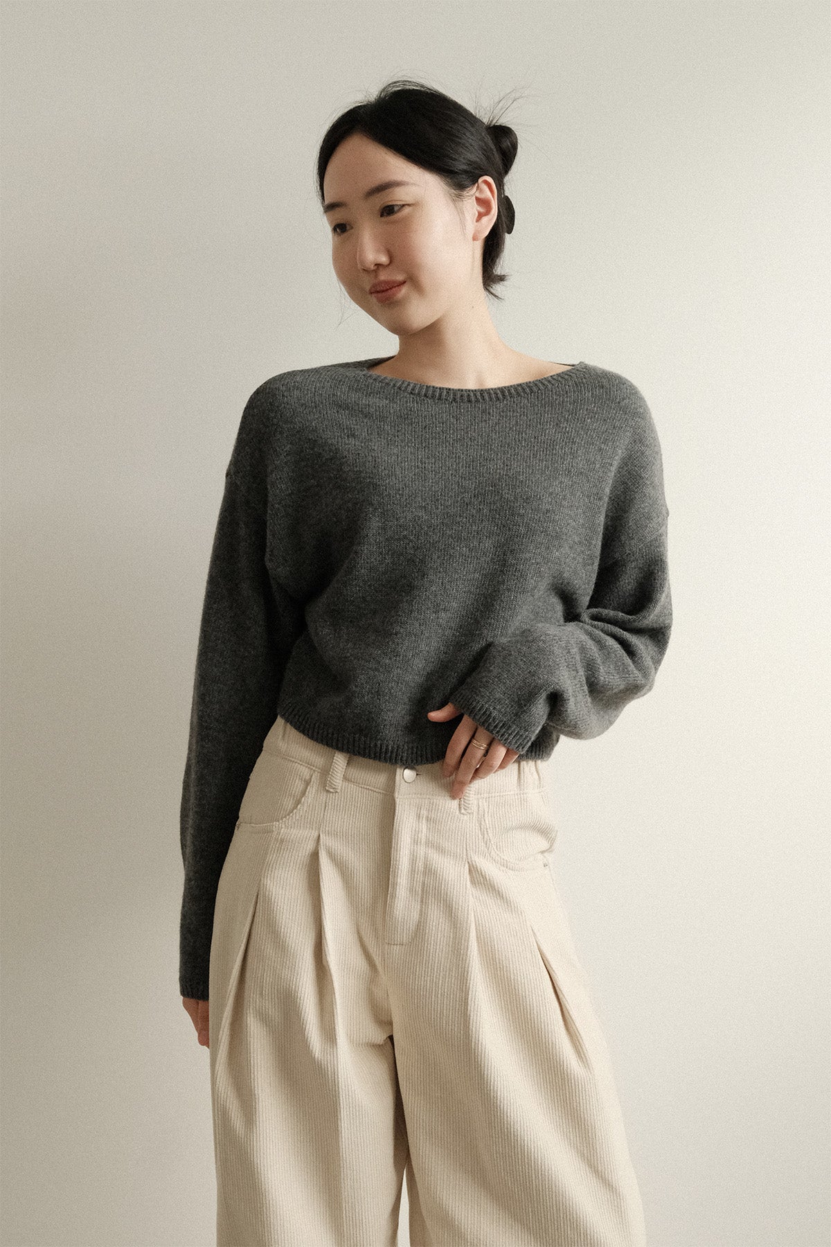 Boat Neck Crop Knit