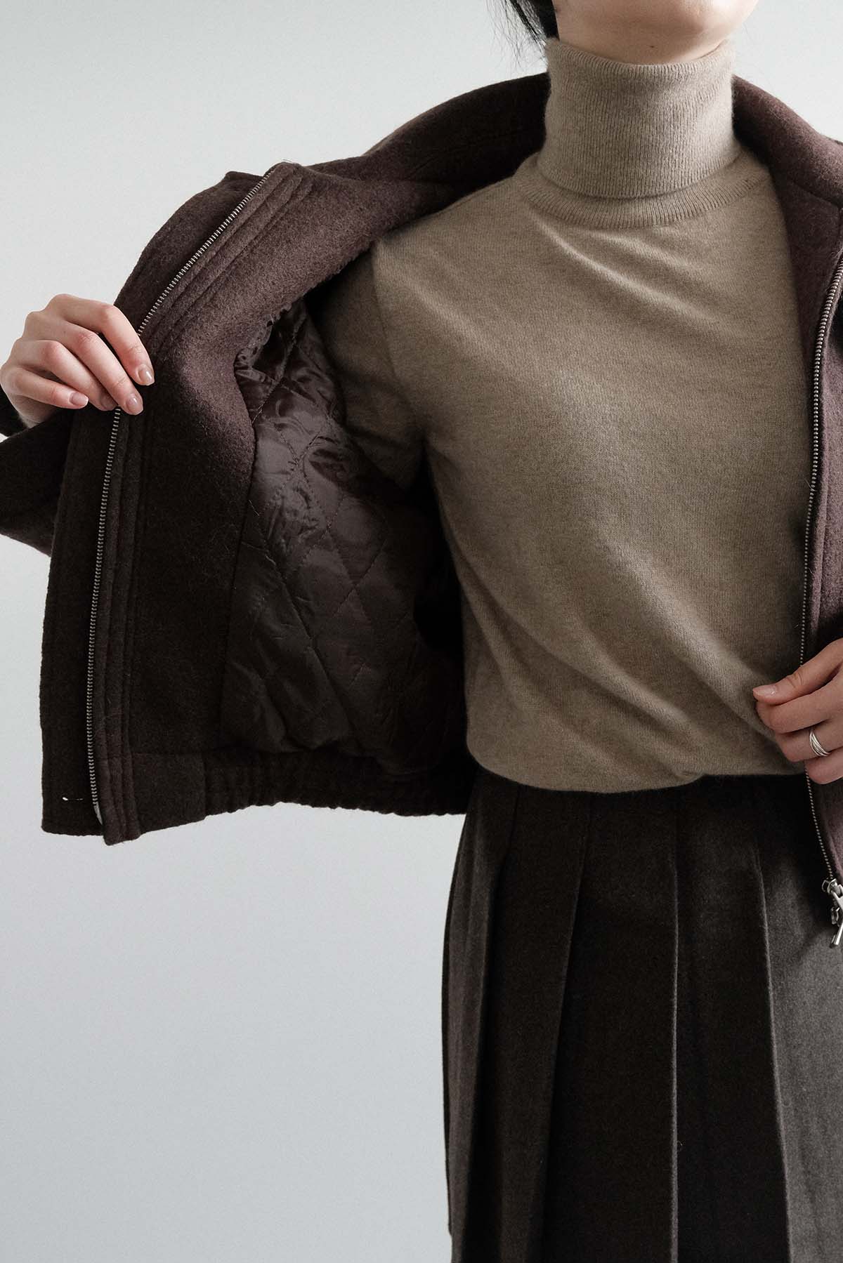Padded Espresso Wool Jacket