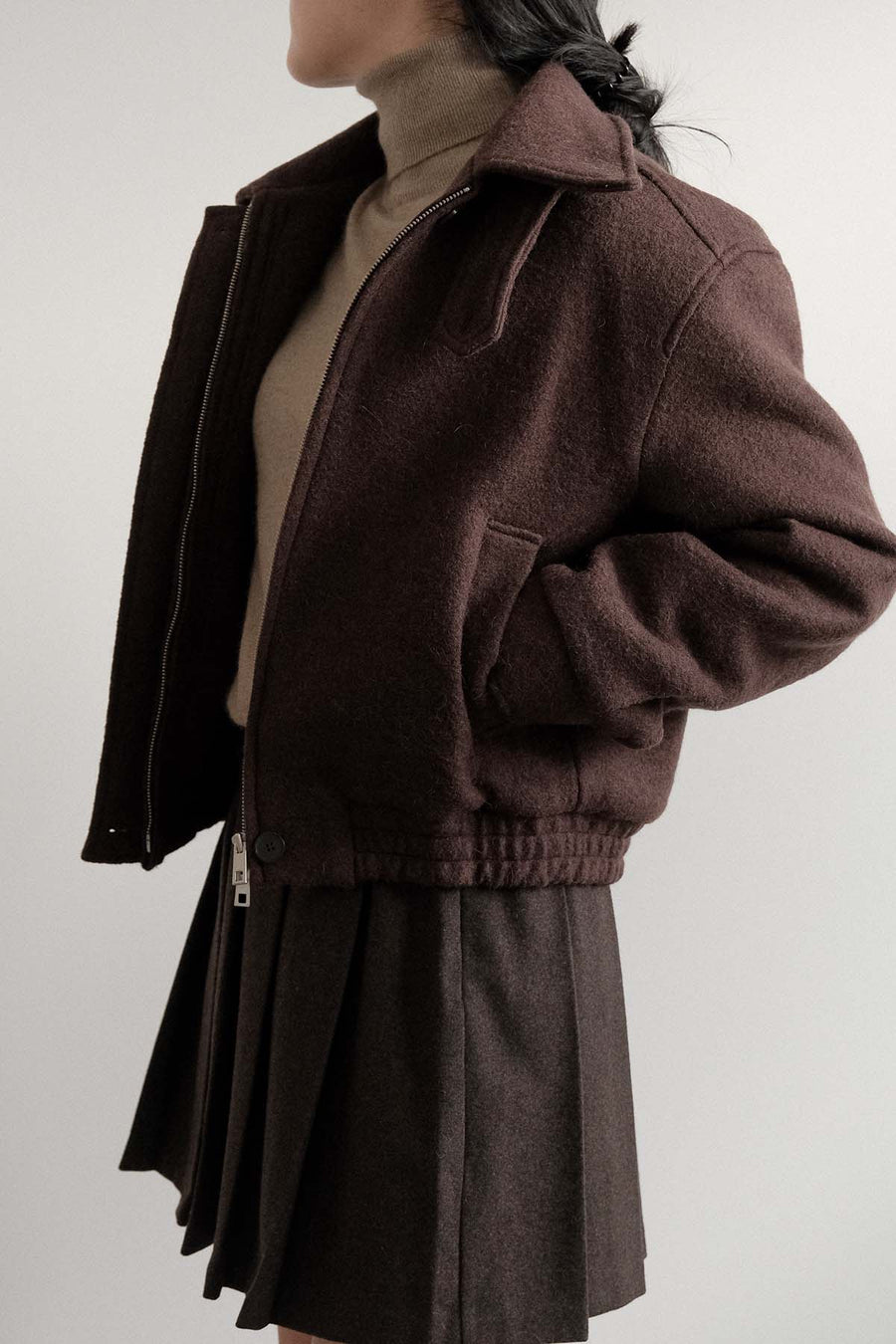 Padded Espresso Wool Jacket
