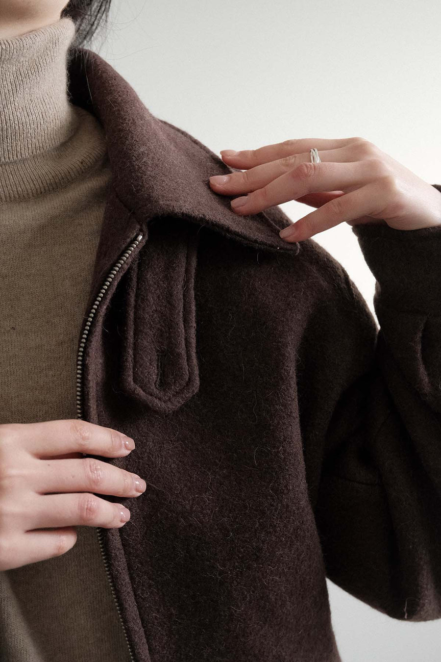 Padded Espresso Wool Jacket