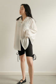 Airy Textured Hooded Blouse