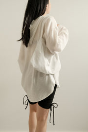 Airy Textured Hooded Blouse
