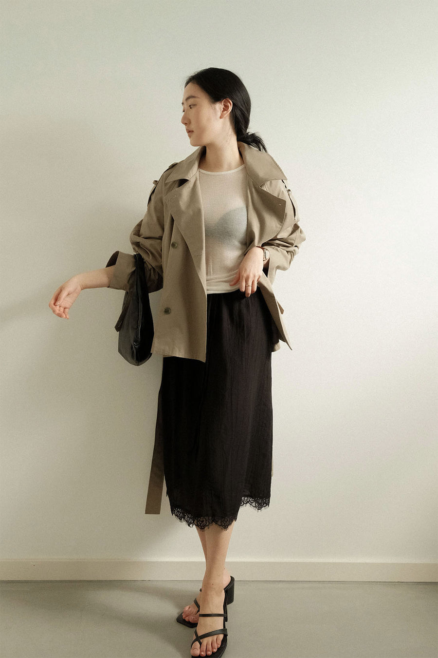 Textured Satin Skirt