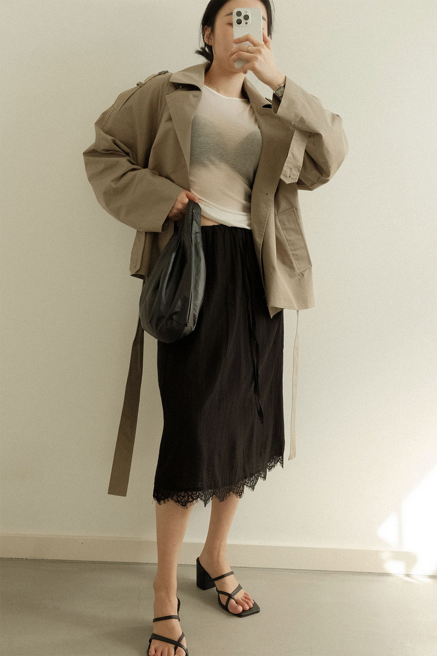 Textured Satin Skirt