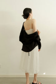 Airy Textured Hooded Blouse