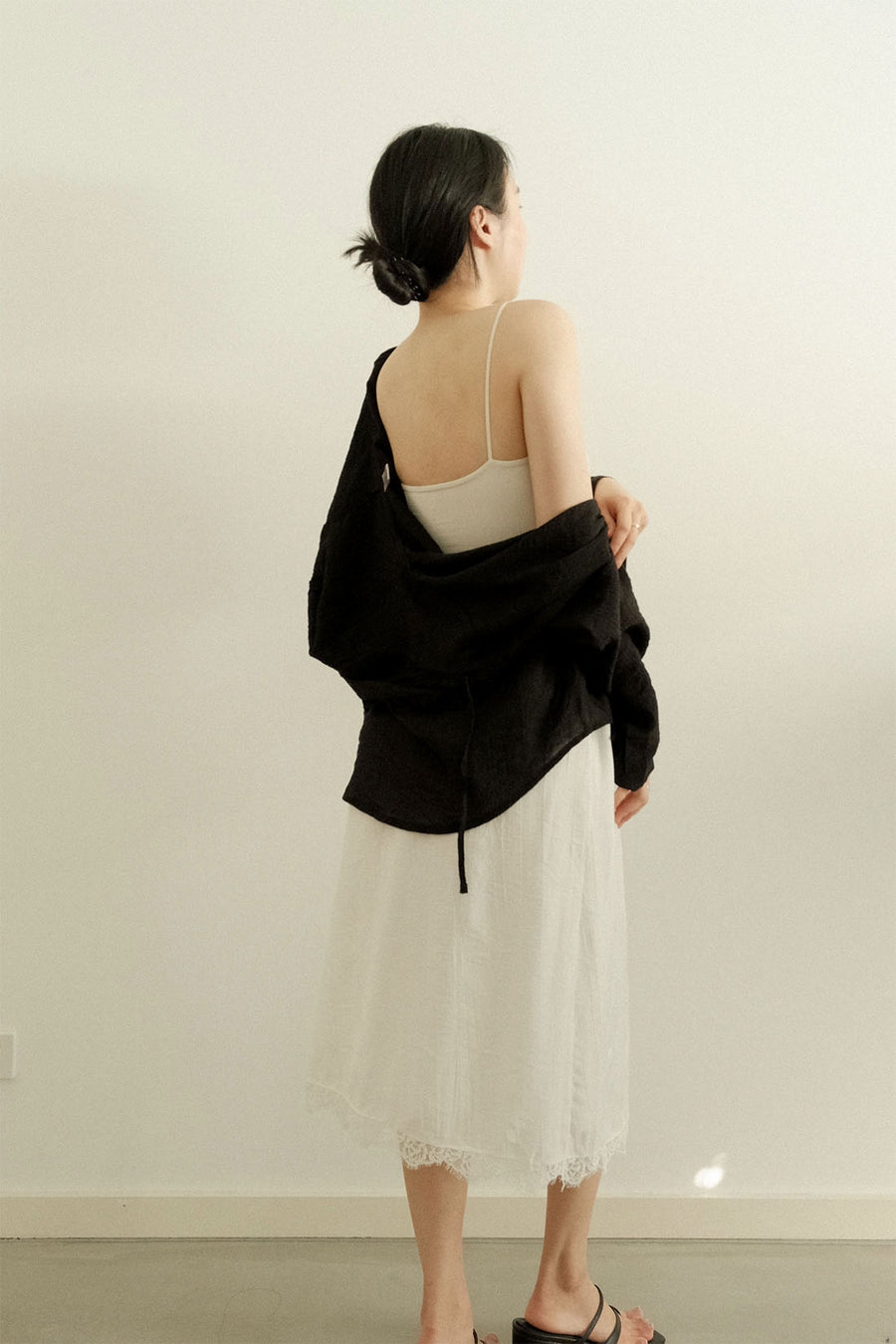 Airy Textured Hooded Blouse