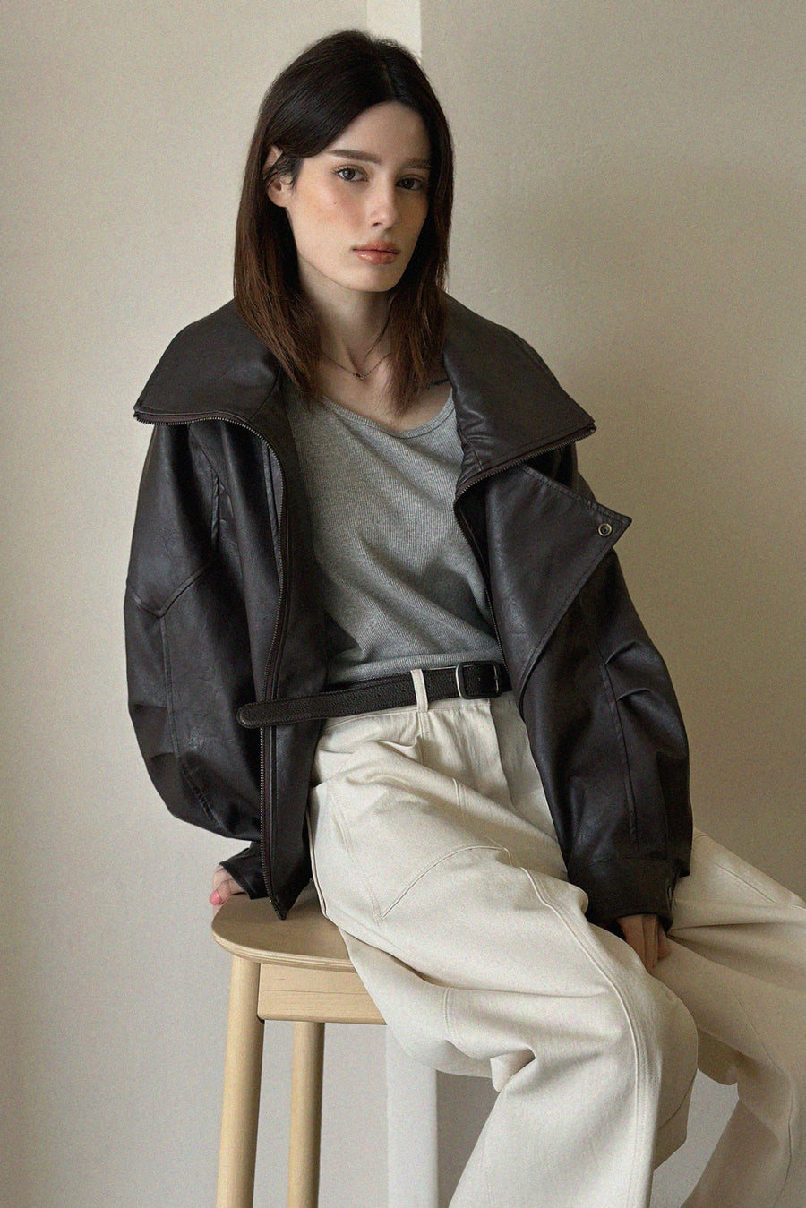 Collar Leather Jacket