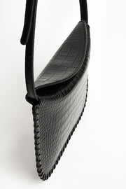 LÉMÉLS - FLAT SQUARE HOBO (BLACK CROCO)