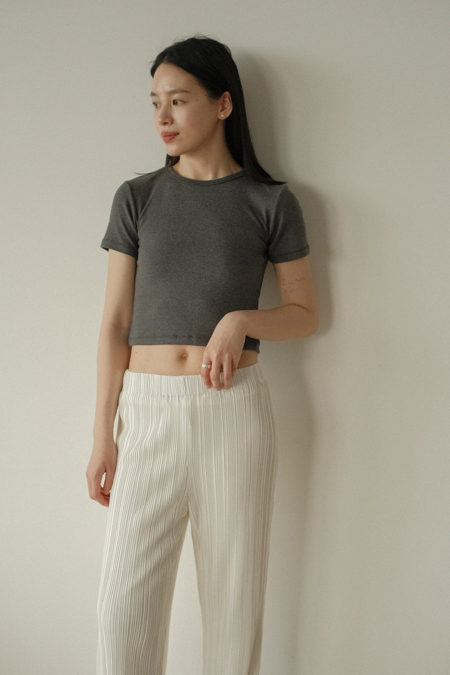 Pleated Straight Leg Slacks