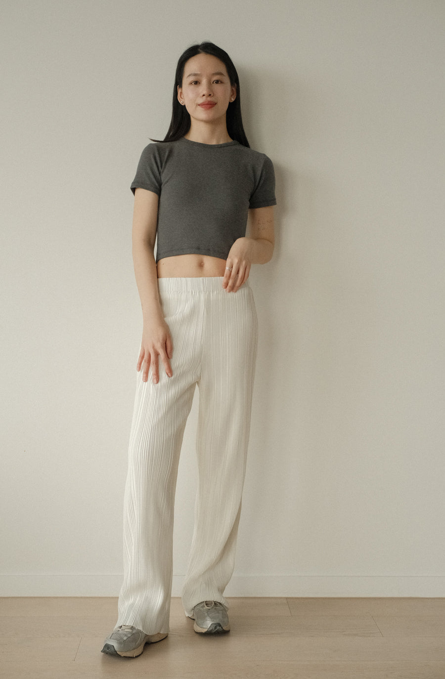Pleated Straight Leg Slacks