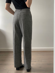 Herringbone Straight Wool Pants