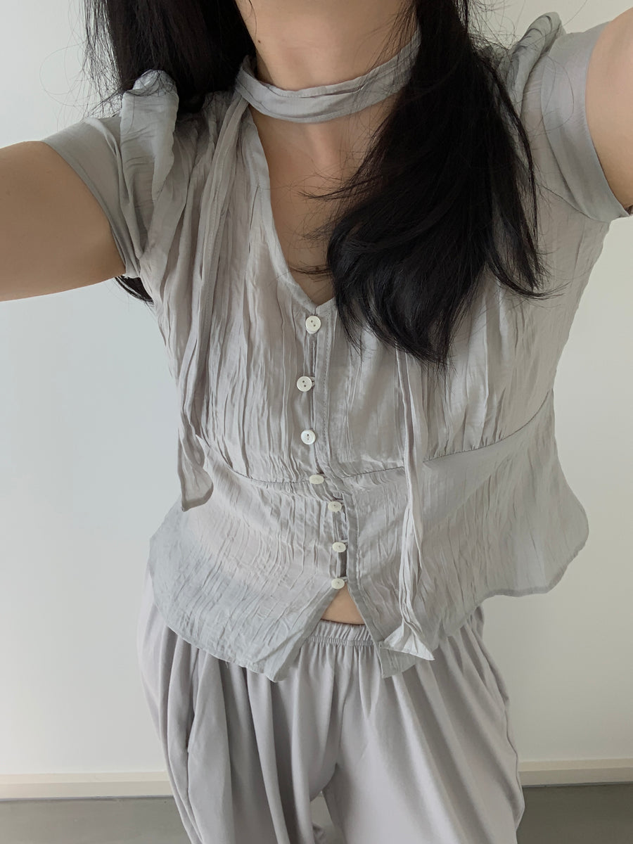 Crinkle Tie Blouse