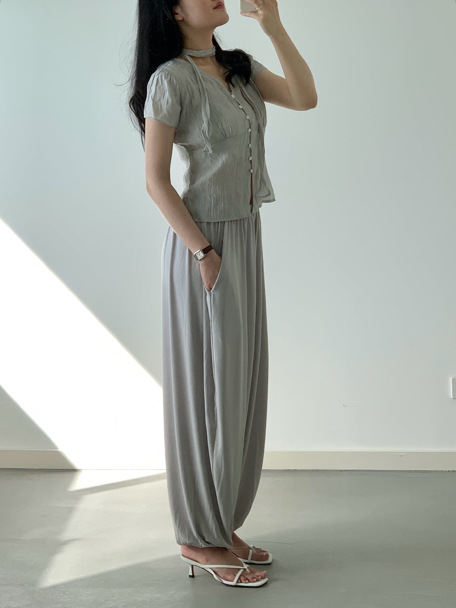 Crinkle Tie Blouse