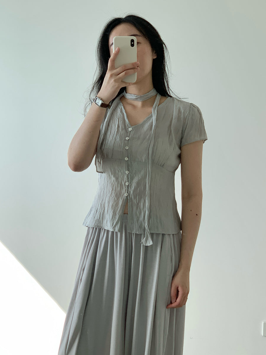Crinkle Tie Blouse