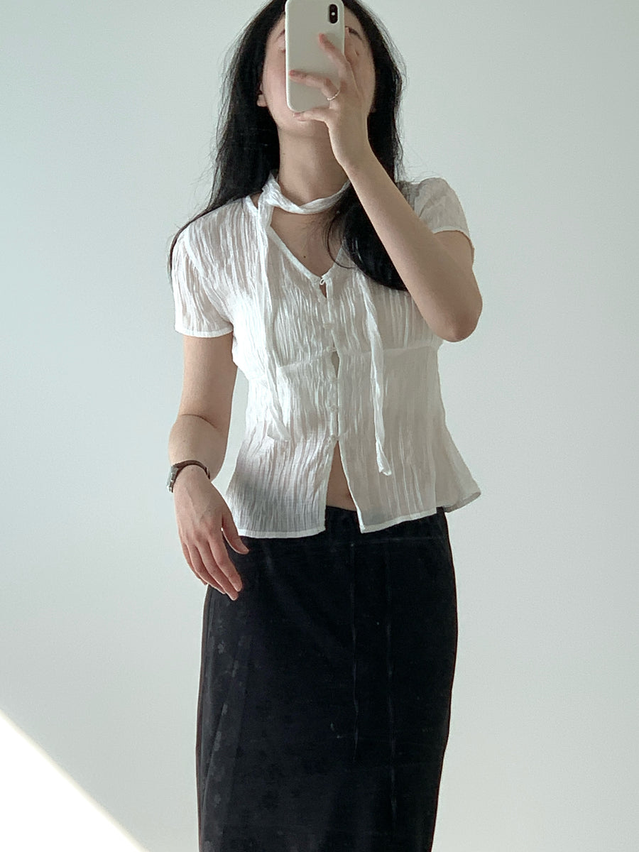 Crinkle Tie Blouse