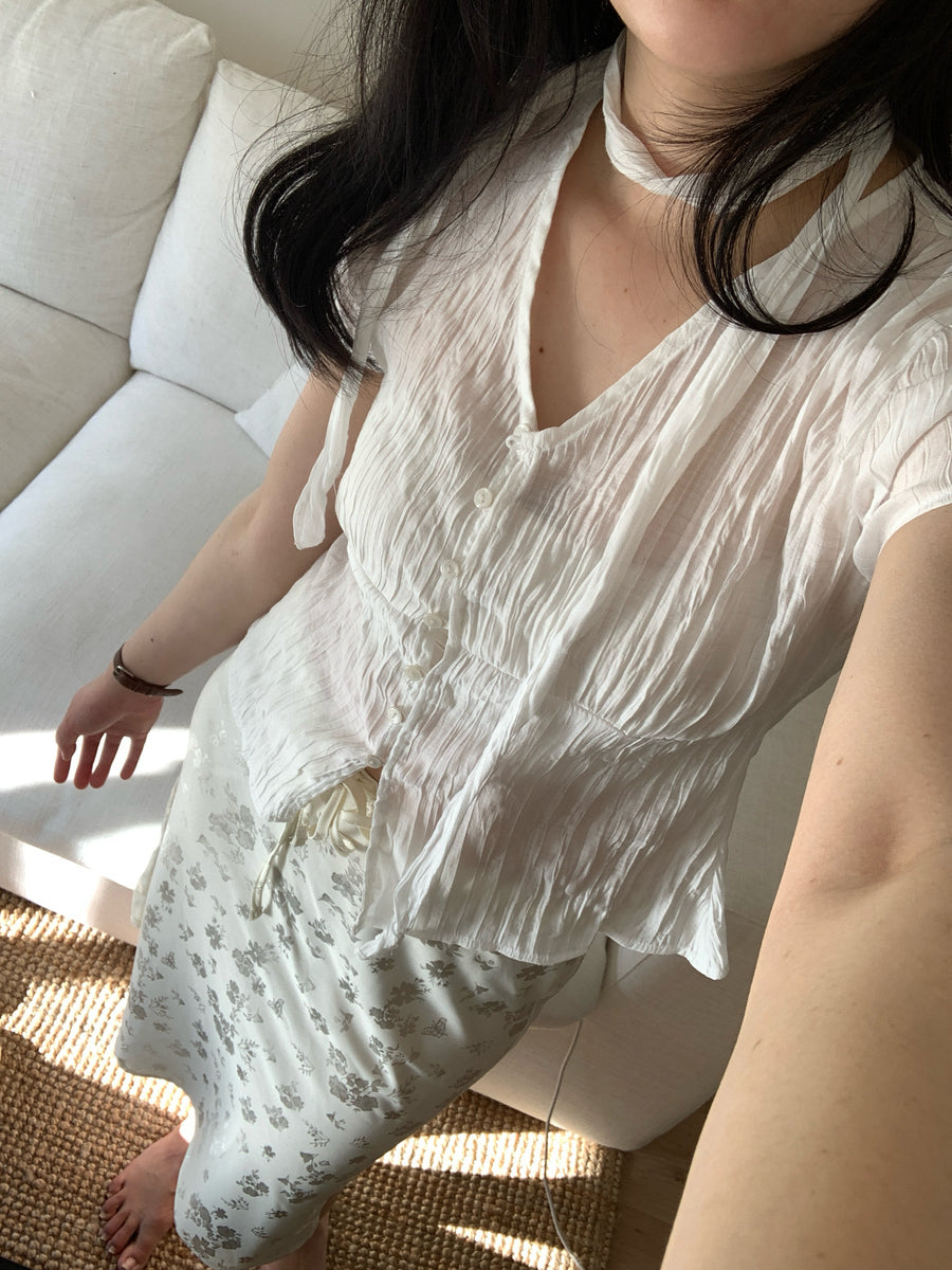 Crinkle Tie Blouse