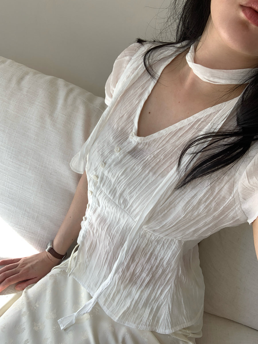 Crinkle Tie Blouse