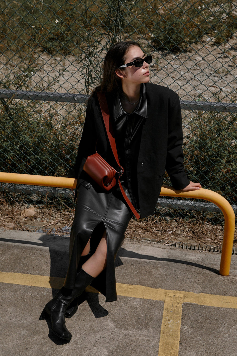 by DOE - Slit Leather Skirt