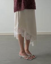 Moonlight Asymmetric Lace Satin Skirt (PREORDER)