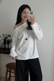 Cloud Off Shoulder Long Tee