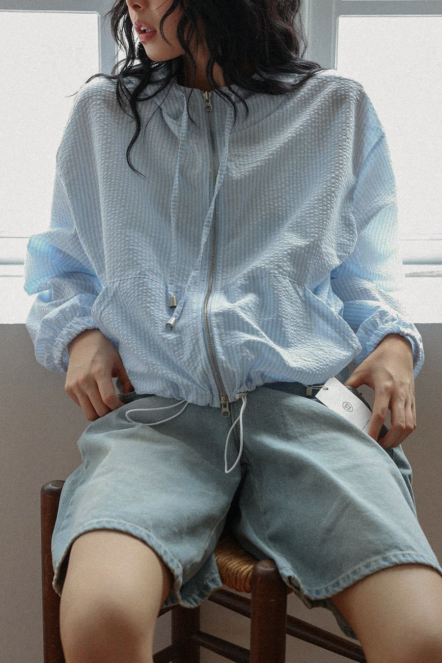 Striped Seersucker Windbreaker