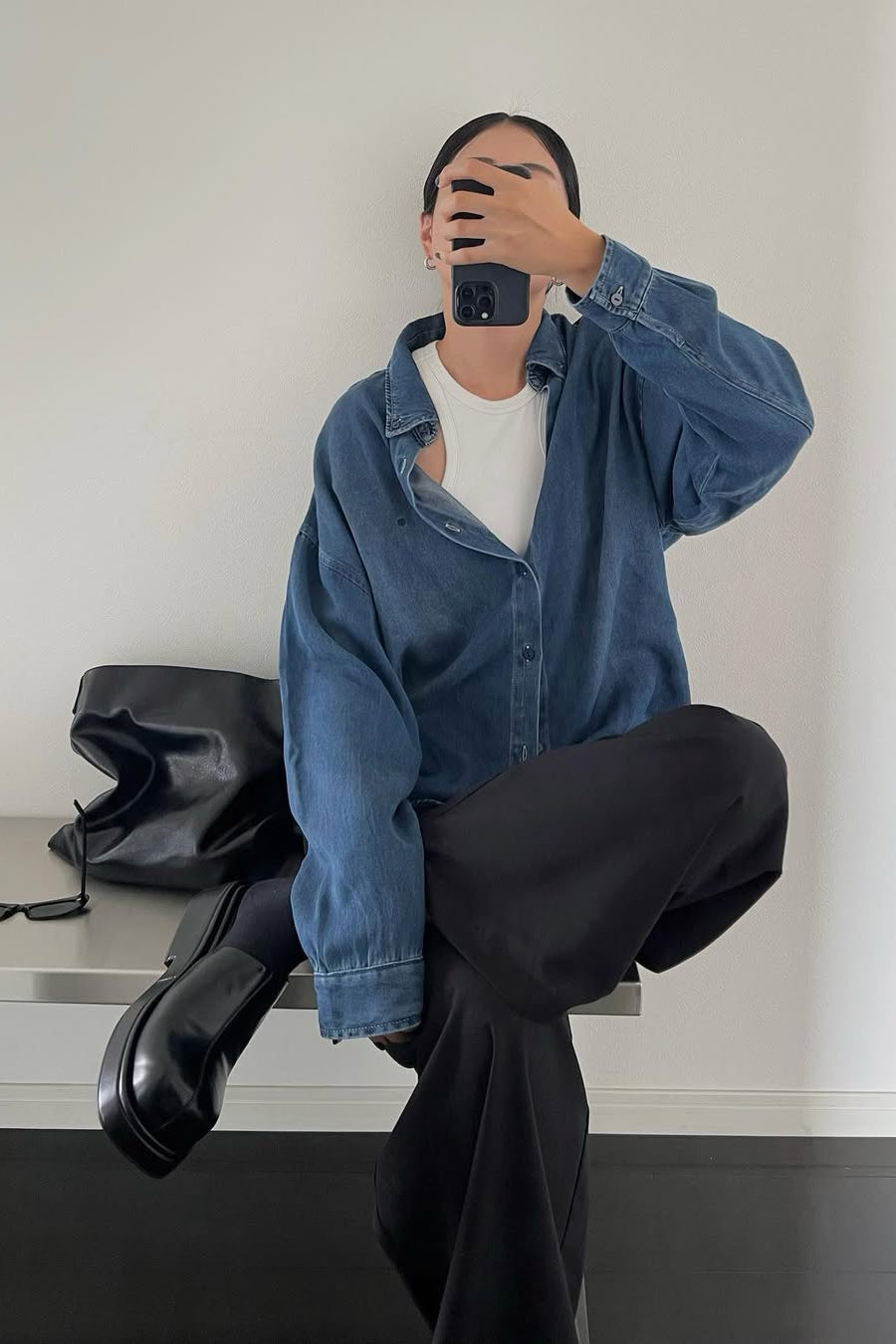 by DOE - Soft Denim Arc-Sleeve Washed Shirt (3rd preorder)