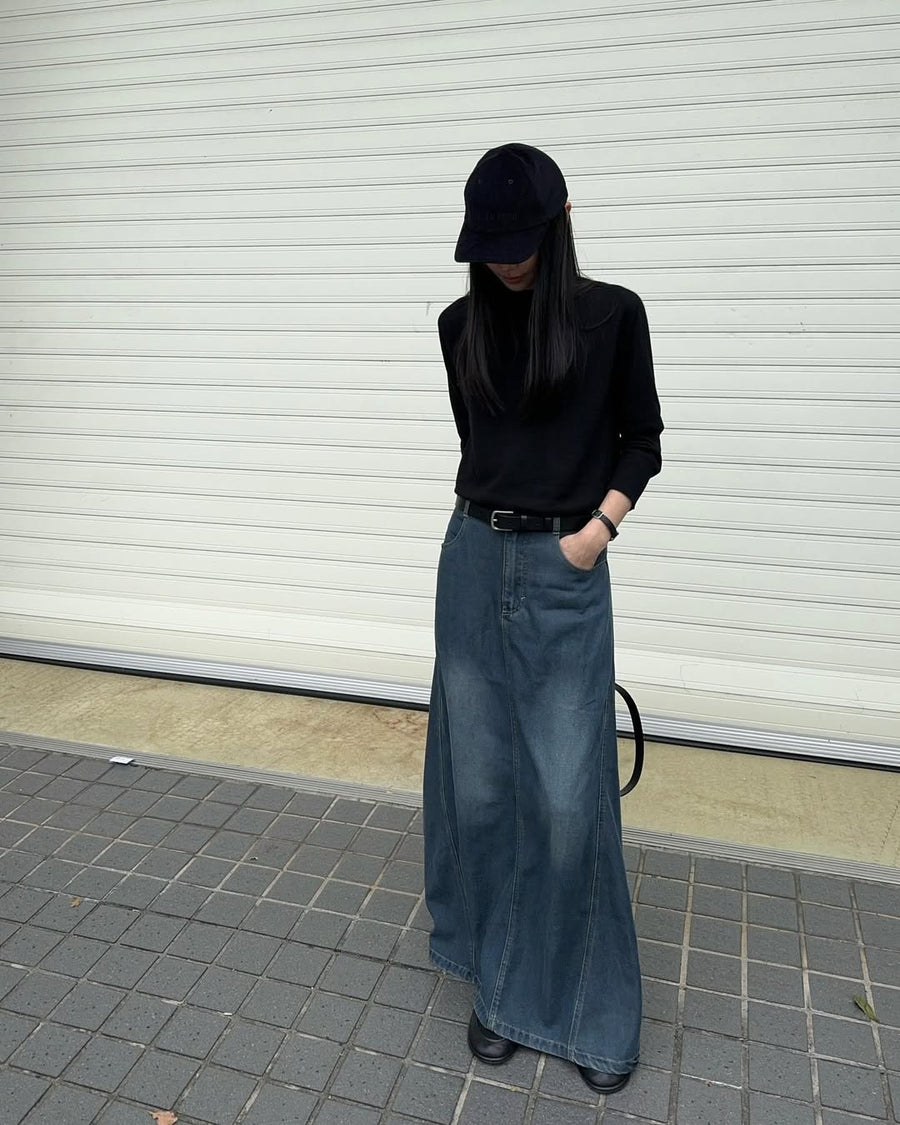 by DOE - Stonewashed Denim Maxi Skirt