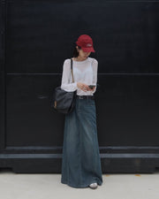 by DOE - Stonewashed Denim Maxi Skirt
